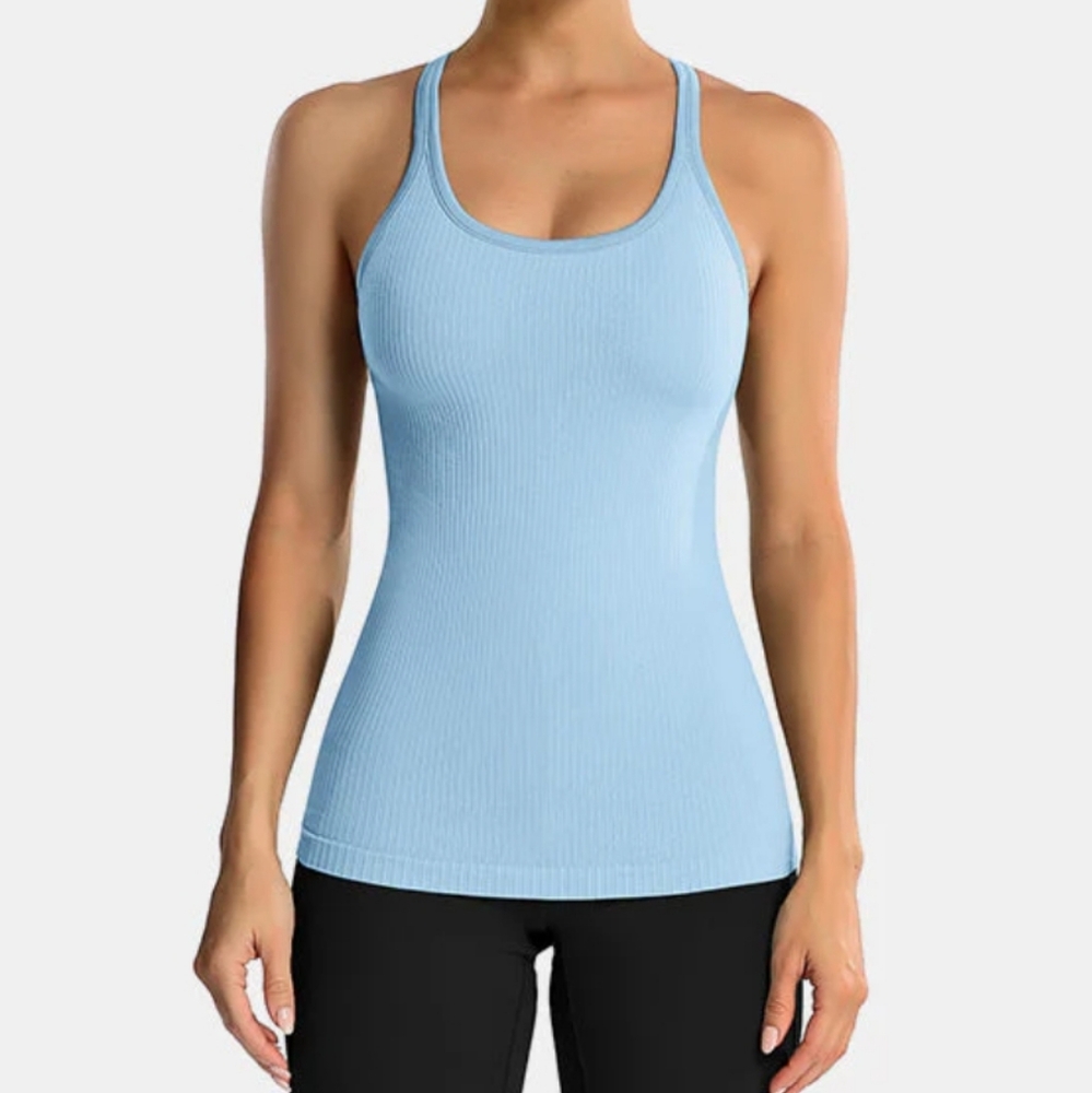 NEW Cute Sky Blue Light Workout Gym Tank Top Stretch